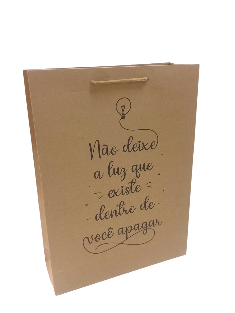 SACOLA KRAFT FRASES 33X24X8CM